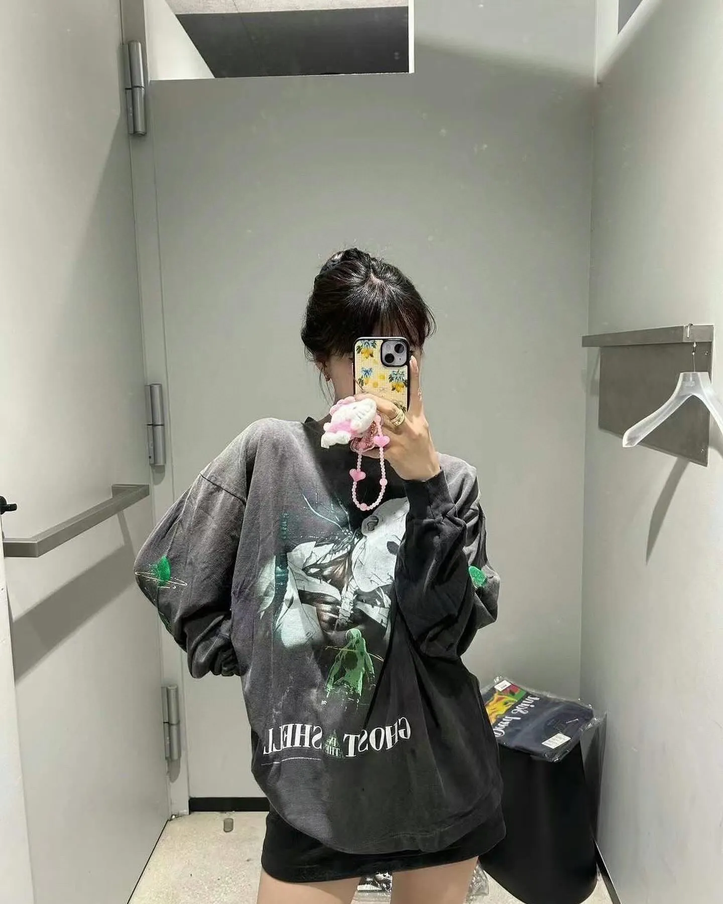 SAINT Mxxxxxx × GHOST IN THE SHELL Ghost in the Shell GS_LS TEE/GITS/BLK Big IP Ghost in the Shell co-branded model Motoko Kusanagi takes a bath Retro distressed long sleeves Ready-to-wear Assute dyeing All parts of the horse spray fade/replacement fade Correct accessories Joint LOGO wash mark/main mark/cherub mark Super complex printing reproduction Super long drawing/pattern making cycle Handmade graffiti made dirty